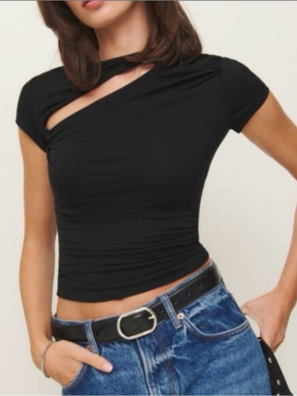 NWOT- Reformation Else Knit Top, Black, Size M